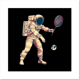 Astronaut Playing Tennis In Space Posters and Art